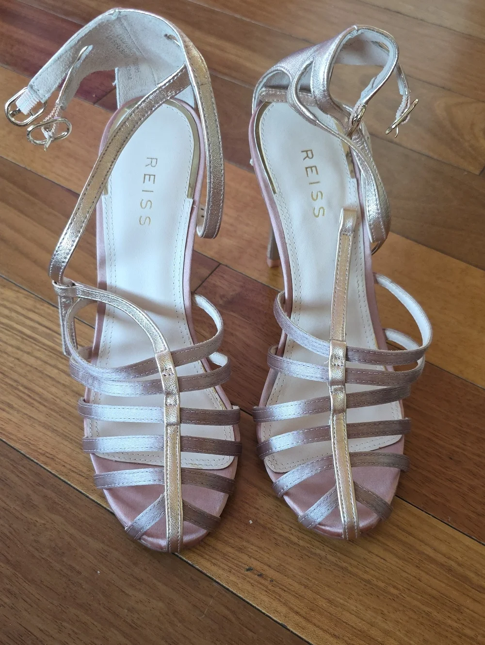 REISS Rose Gold Strappy High Heel Sandals